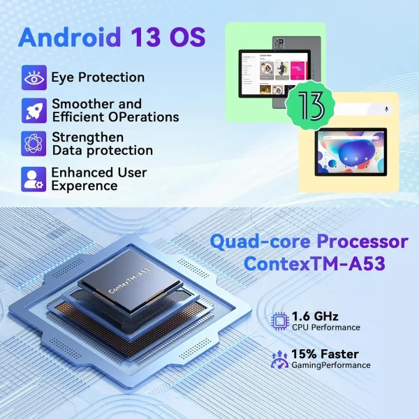 Second image of URAO 10 Inch Android Tablet Quad-Core 6GB RAM 64GB ROM to 128GB 5MP+8MP Dual Camera HD IPS Display WiFi Bluetooth PC Pad Tablets