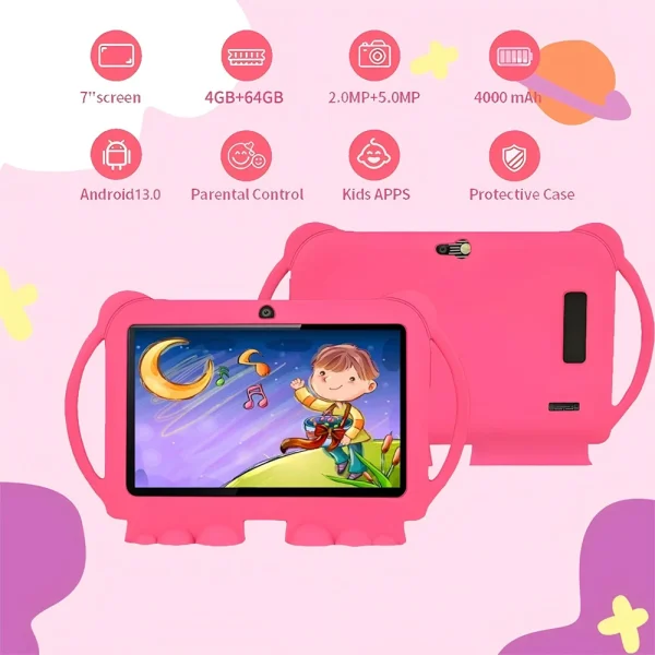 Second image of New 5G WIFI 7-inch Children's Tablet 4GB+64GB ROM Mini Pad Quad Core Dual Cameras Kids-Proof protective Case Tablets Android 13