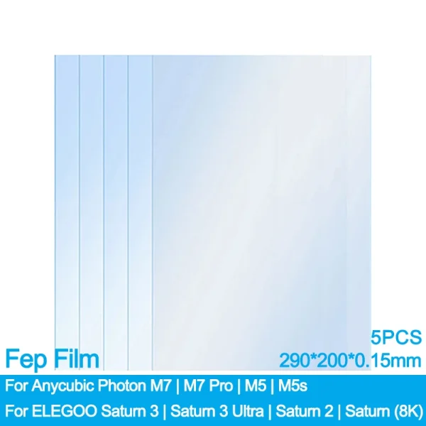10.1Inch FEP Film 290*200*0.15mm for Anycubic Photon Mono M7 Pro M5 M5s Pro ELEGOO Saturn 3 Series Saturn 2 3D Print Parts