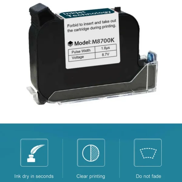 Phezer A Level Ink 1/3/5/10pcs Handheld Online Inkjet Printer Cartridge Quick Dry Black B Level 12.7mm Original Parts Office