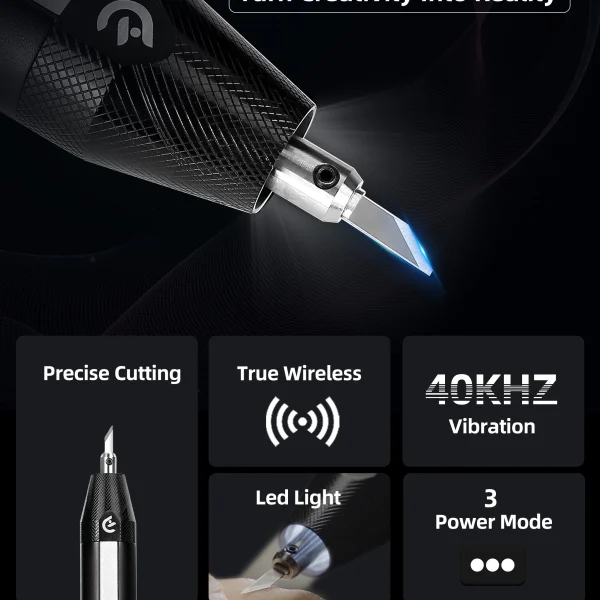 Hanboost C1 30W Ultrasonic Cutter Knife 40kHz Wireless Handheld Tool for 3D Print Deburring DIY Cutting with Replaceable Blade