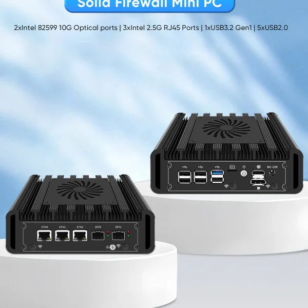 2x10G SFP+ 3x2.5G i226-V Lans Solid Firewall Mini PC Intel i3 N305 N150 DDR5 NVMe Proxmox pfSense OPNsense Home Server Host
