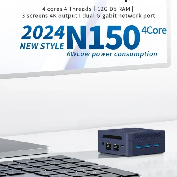 SZBOX S15 Mini PC Latest Twin Lake N150 Windows 11 Pro LPDDR5 12GB M.2 2242 SSD WiFi5 BT5.2 Desktop Office Computer