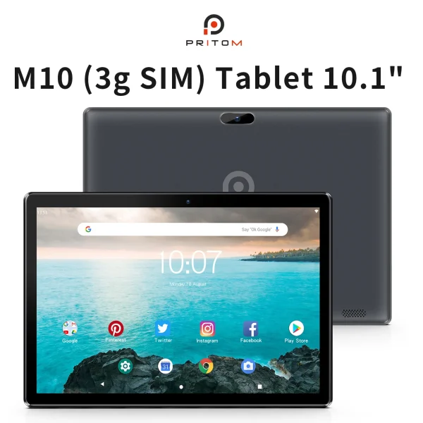 Second image of PRITOM 10 Inch Tablet PC with SIM Slot Android 13 64 GB Quad Core Touch Screen WiFi GPS Support 3G Phone Call