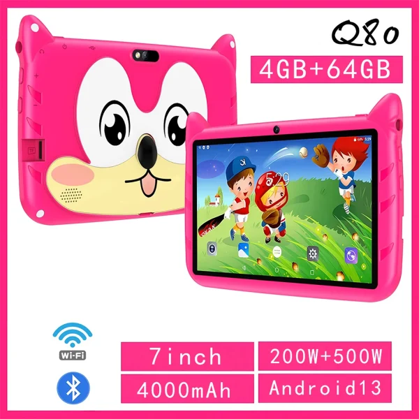 2025 New 7 Inch Kids Tablets Android 13 Quad Core 4GB RAM 64GB ROM 5G WiFi Bluetooth Google Learning Education Tablet PC 4000mAh
