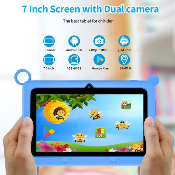 Second image of BDF K2 New 5G Kids Tablet 7 Inch Quad Core 4GB RAM 64GB ROM Android 9.0 Google Learning Education Games Tablets WiFi Bluetooth