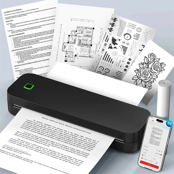Marklife Portable A4 Thermal Printer Bluetooth-compatible Photo PDF Printing Machine Folded Rolls Paper for Office Home Travel