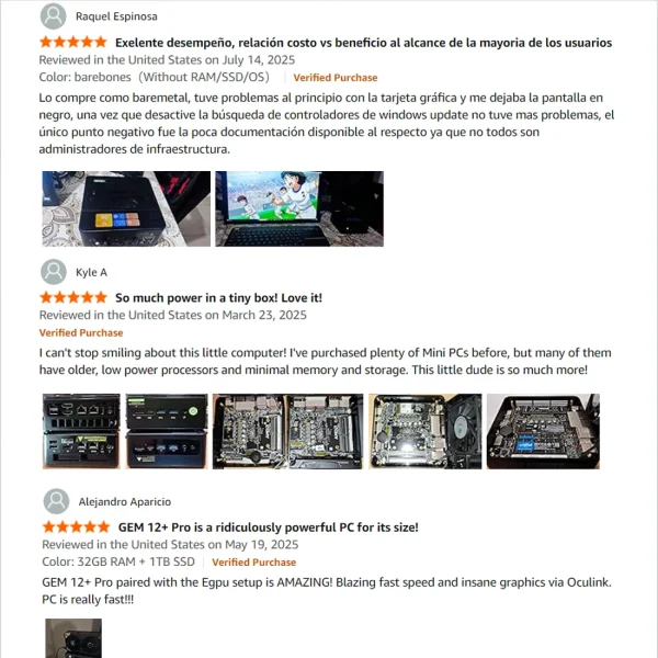 Second image of AOOSTAR GEM12+ Mini PC AMD Ryzen 7 PRO 8845HS 5.1GHz 32GB DDR5 1TB SSD Radeon 780M WiFi6 BT5.2 USB4 HDMI2.1 Mini PC Windows 11