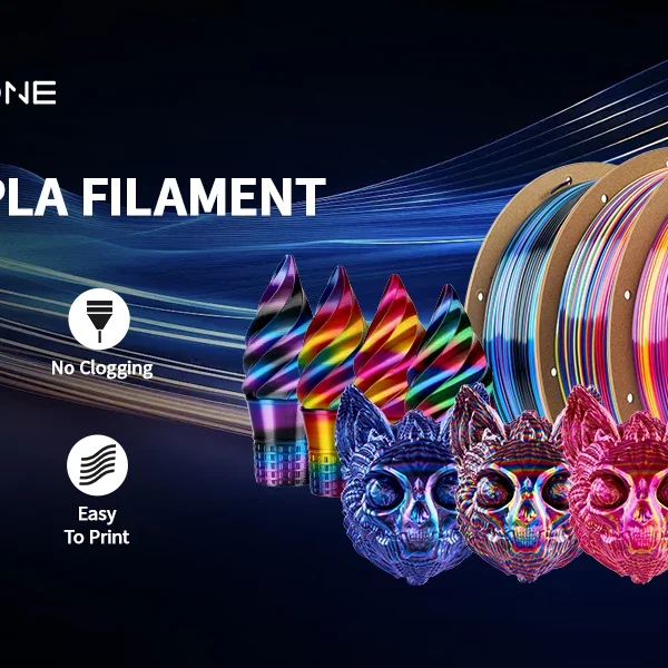 ERYONE 250G PLA Silk Twist Rainbow Premium Shiny Filament 3D Print,Multicolor,250g pla silk twist rainbow filament,250G/Spool