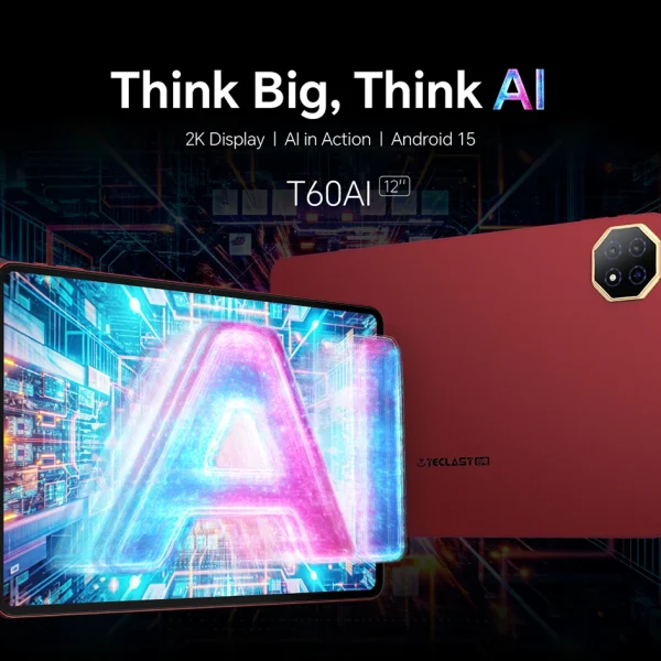 Teclast T60 AI Tablet (Allwinner A733 8-core 1.8GHz/6GB RAM/128GB ROM/1200*2000iPS TDDI/WIFI6/8000mAh/Type-C/13MP+5MP Android15)