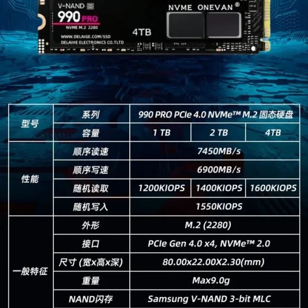 Second image of 2025 SSD 990 1080 Pro M2 NVME 1T 2T 4T High Performance Hard Drive PC PS5 Portable Laptop Desktop Hard Drive