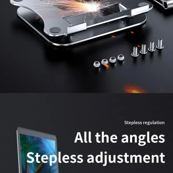 Second image of Tablet Stand Adjustable Aluminum Alloy Laptop Tablet up to 17 "Laptop Portable Folding Stand Cooling Stand Support