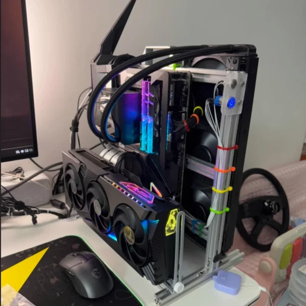Second image of MOD Gamer Cabinet,DIY ITX MATX ATX PC Case Open Frame Rack, Watercooler Desktop Computer Gaming Chassis Vertical Personality