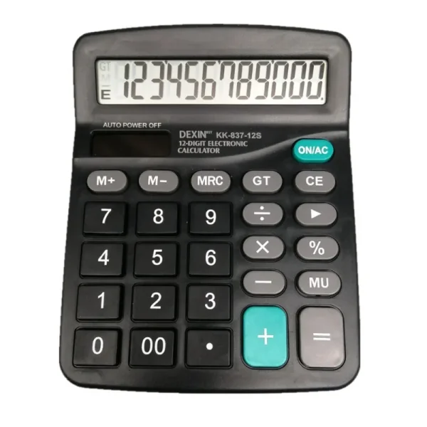 Second image of 12-Digit Large LCD Display Calculator Standard Function Calculator with Solar & Battery Dual Power for Home Basic Desktop Office