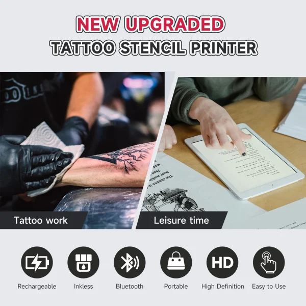 Second image of Portable Printer Thermal Tattoo Stencil PDF Word Office Print A4 Wireless Transfer Photo Bluetooth Machine Use SmartPhone