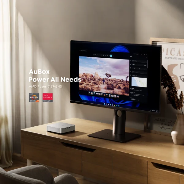 CHUWI AuBox Mini PC AMD Ryzen7 8745HS 16GB DDR5 512GB SSD WiFi 6 BT 5.1 2.5G LAN Support Quad DisplaysUp to 4K Windows 11 Pro