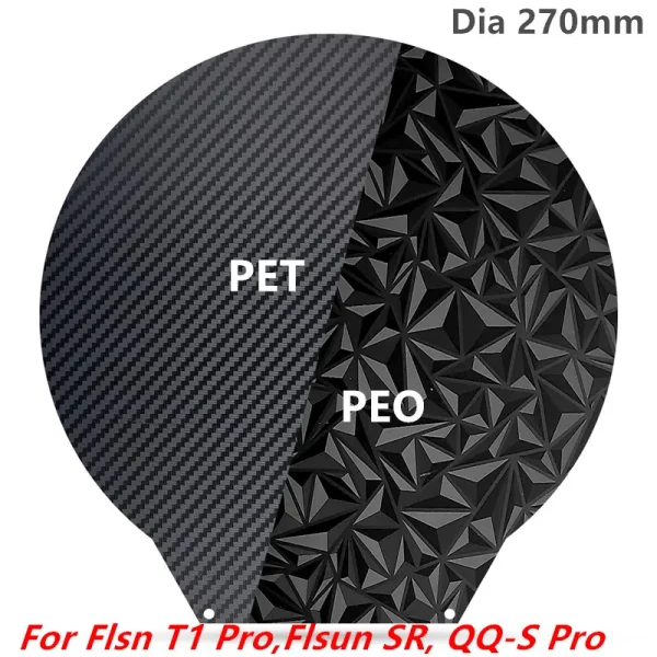 Upgrade Flsun T1 Pro Build Plate Dia 270mm Double Side Smooth PET PEO Sheet PEI Print Bed for Flsun SR,QQ-S Pro 3D Printers