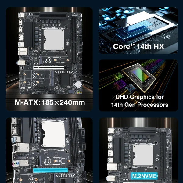 Second image of ERYING DIY Gaming Computer Motherboard Kit CPU Core i7 14650HX 16C24T DDR4 Dual NVME M.2 PCIEX16 4.0 Desktop Gamer PC