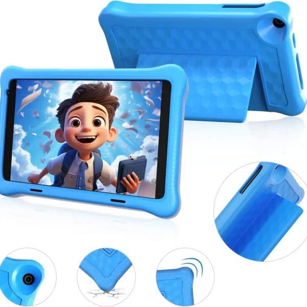 8 Inch Kid Tablet Android 12 Tablets 2GB RAM 64GB ROM 1280 x 800 IPS HD Screen WiFi Bluetooth Dual Camera Parental Control Case