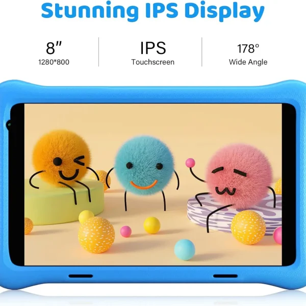 Second image of 8 Inch Kid Tablet Android 12 Tablets 2GB RAM 64GB ROM 1280 x 800 IPS HD Screen WiFi Bluetooth Dual Camera Parental Control Case