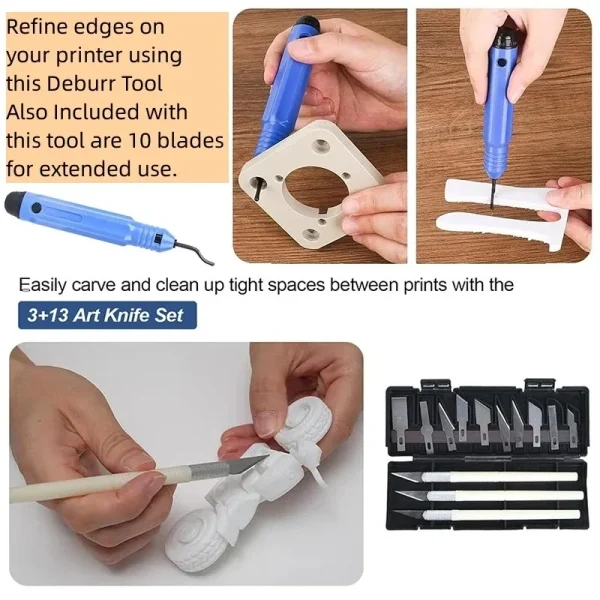 Second image of 3D Model Grinding Tool Deburring Engraving Knife Kit Carving Tool DIY File Cutter Scraper Trimming Tool 3D Print Tool Kit ﻿