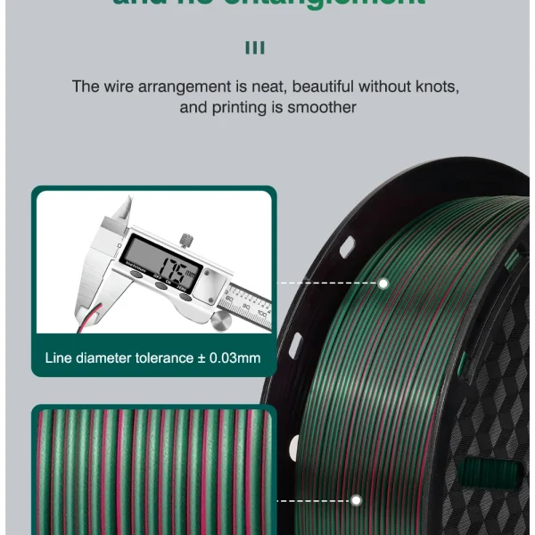 Second image of 200G TPU Tricolor PLA dual color Silk pla 3D Printer Filament 3D Printing Plastic Material 1.75mm Spool No Bubble Multicolor