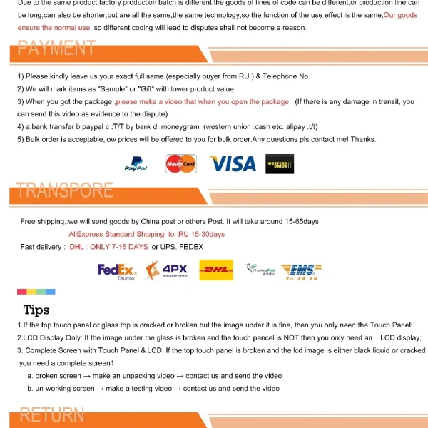 10.1 inch Digitizer touch panel For ANCEL X6 TABLET SCANNER