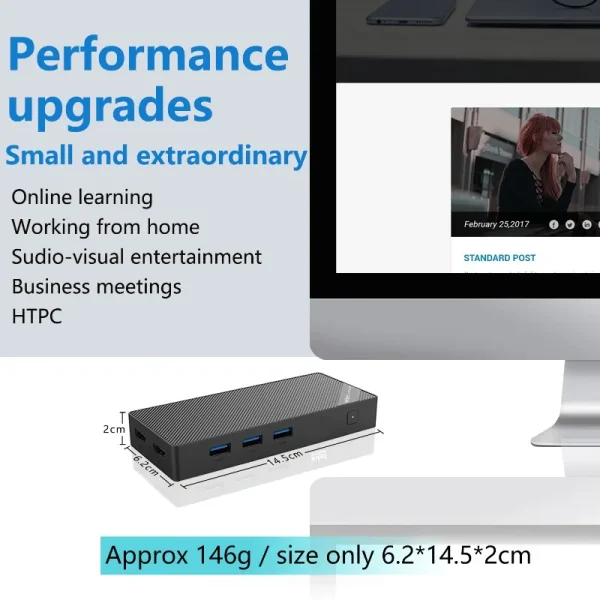 Second image of SZBOX Twin Lake N150 MINI PC Windows 11 Pro LPDDR5 12GB M.2 2280 NVME SSD Wifi 6 BT 5.2 RJ45 4K@60Hz HD Desktop Gaming Computer