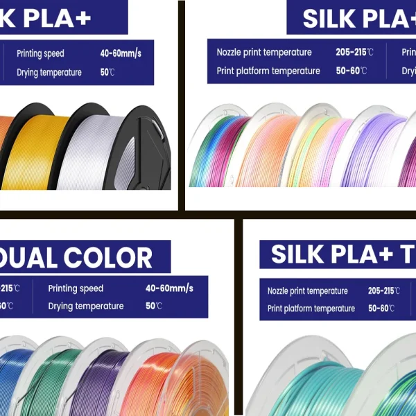 JAYO 3D Silk Pla Plus/ Dual/Triple Colors SILK 3D Printer Filament 1.75mm SILK Rabinbow 1.1kg/roll 3D Printing Materials
