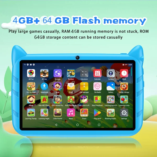Second image of New 5G WiFi 7 Inch Tablet Pc Children's Gift Kids Learning Education Tablets Android 13 Quad Core 4GB RAM 64GB ROM Dual Cameras
