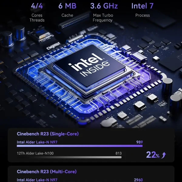 Second image of KAMRUI Mini PC S1 N97 16GB DDR4 512GB M.2 SSD Mini Computer with W11 PRO WiFi6 BT5.2 4K Mini Desktop Computer Work Business PC