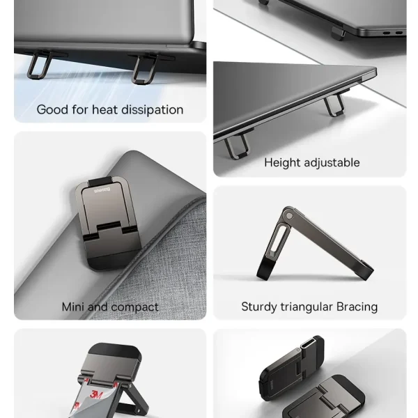 Second image of Baseus Foldable Laptop Stand Portable Notebook Support Base Holder Adjustable Riser Cooling Bracket Universal for Laptop Tablet