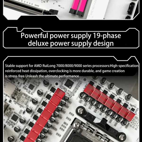 JGINYUE B650 AM5 Motherboard Snow Dream M-ATX for Ryzen 7000/8000/9000 Series DDR5 RAM DIY Desktop M.2*3 WiFi6E Bluetooth 5.2