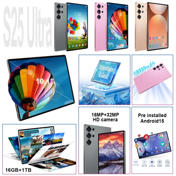 Second image of 2025 S25 UItra Tablet 22GB+2T Tablet PC Android 15 Snapdragon 8 Gen3 Tablette Original Global Version 5G Dual SIM Card WiFi