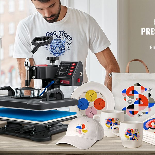 Second image of SucceBuy Heat Press 5in1 Heat Press Machine 12x15in Clamshell Sublimation Transfer Printer Digital Precise Temperature Control