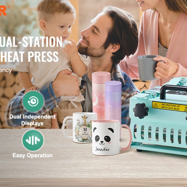 Second image of VEVOR Tumbler Heat Press Machine 2 Station Heaters 11-30oz Mug Press Tumbler Press for Sublimation Tumblers Cups and Mug 19.6lbs