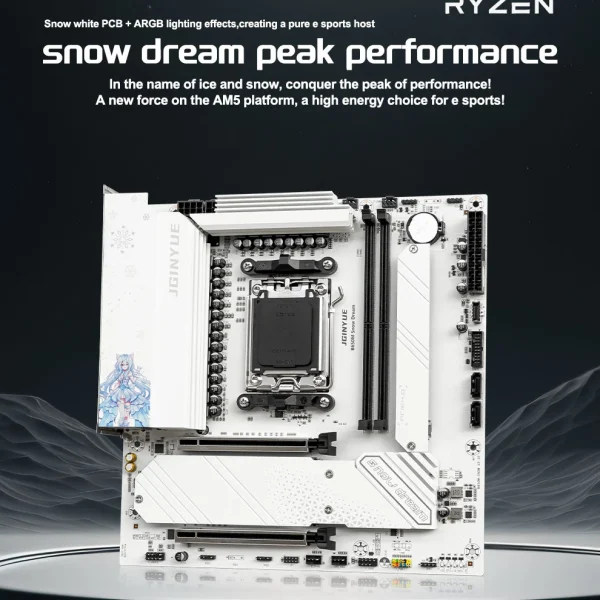 B650 Diy Gaming Computer Set with AMD Ryzen 7000/8000/9000 Series and 2*16GB DDR5 Ram ARGB B650M Snow Dream PCIe 4.0×4 M.2 Nvme