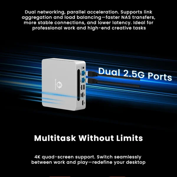 Genmachine Mini PC AMD Ryzen 7 7840HS 7940HS LPDDR5 6400Mhz M.2 2280 SSD Desktop Diy Gaming Computer WiFi6E BT5.2